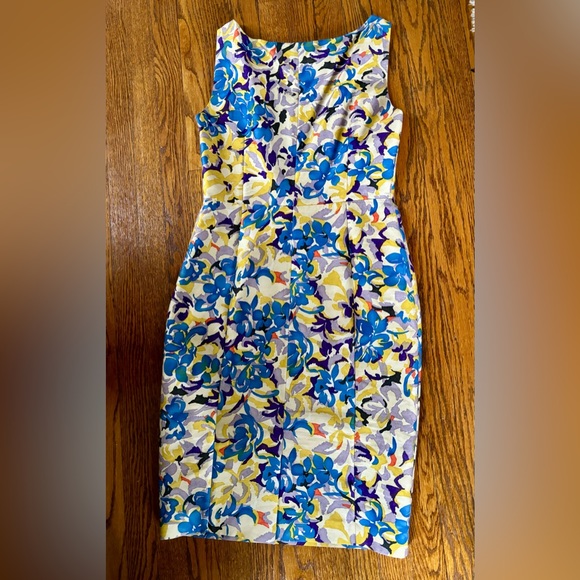 LK Bennett Multicolor Floral Wool/silk dress Sz 8 - Picture 6 of 7